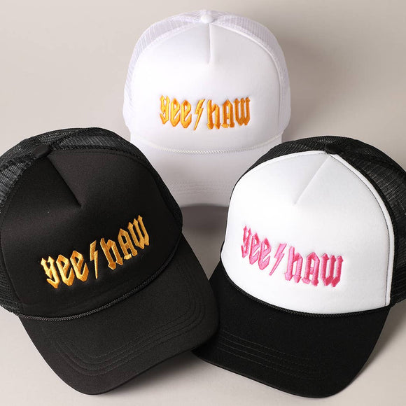 YeeHaw Letter Graphic Embroidered Foam Trucker Hat