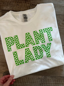 Checkered plant lady t