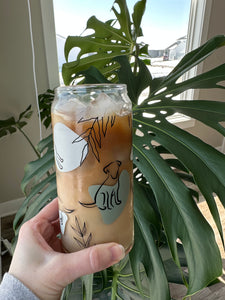 Boho dog ice can glass